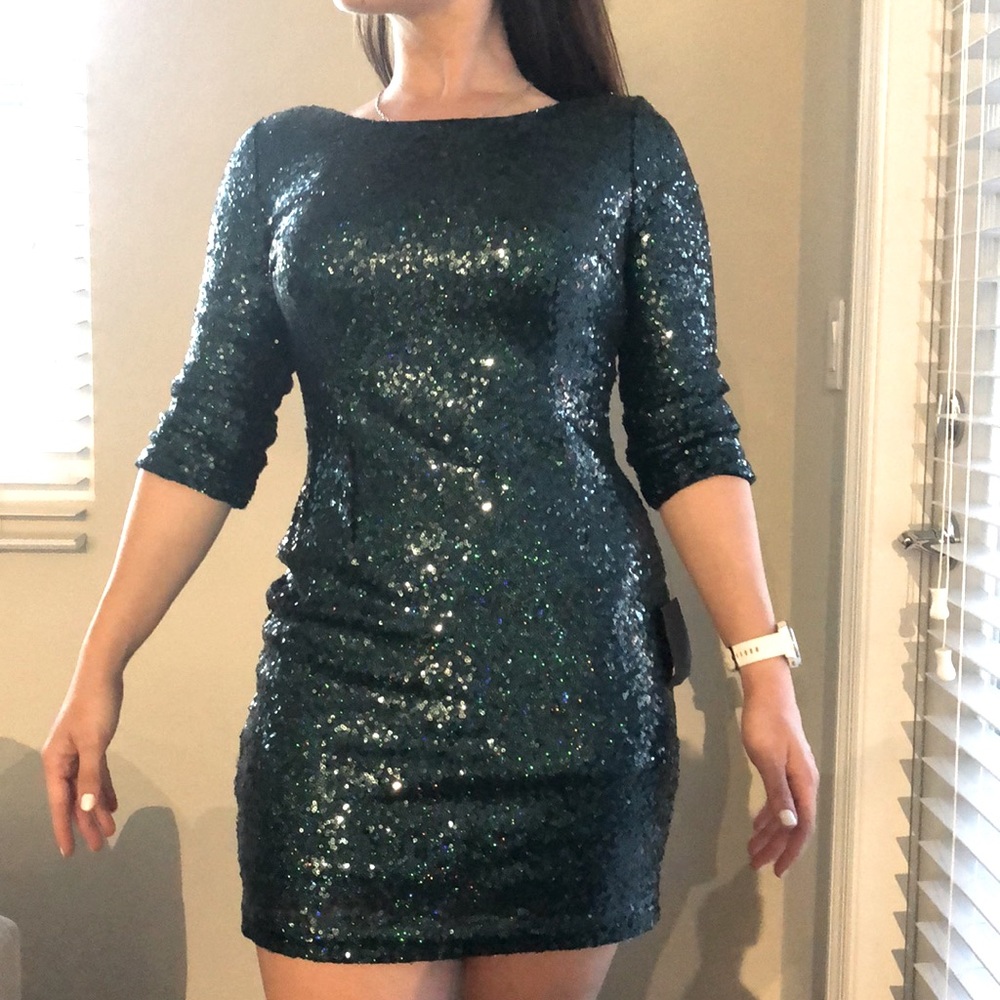 Emerald sequin bodycon dress